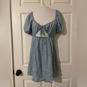 Light Blue Puff Sleeve Dress